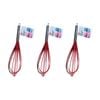 3PK Culinary Kitchen Silicone Whisk W/ Hanging Hole Cooking Utensil Red