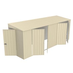 Build-a-Shed 1.5 x 5.2 x 2.0m Cream Skillion Double Plus Double Hinged Side Doors Shed