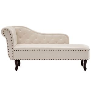 vidaXL Chaise Lounge Artificial Leather Cream White Sofa Couch Seat Recliner