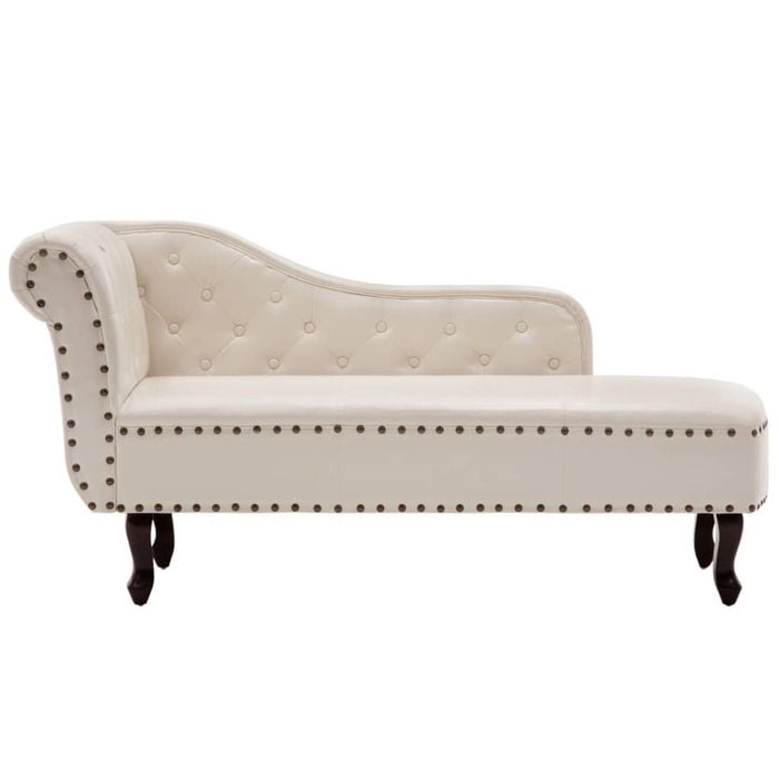 vidaXL Chaise Lounge Artificial Leather Cream White Sofa Couch Seat Recliner