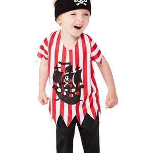 Jolly Pirate Toddler Boys Red And White Striped Costume - Medium