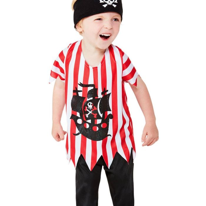 Jolly Pirate Toddler Boys Red And White Striped Costume - Medium