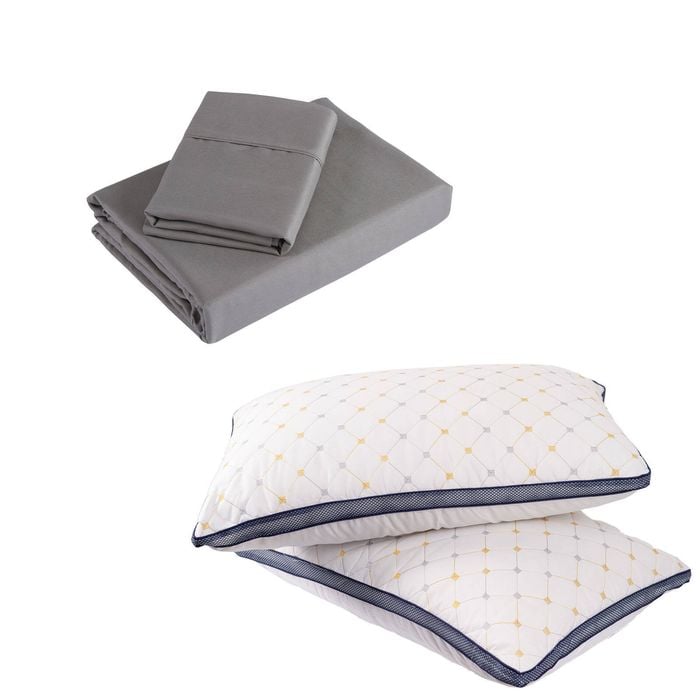 Royal Comfort 4 Piece Sheet Set & 2 Air Mesh Pillows Charcoal Queen