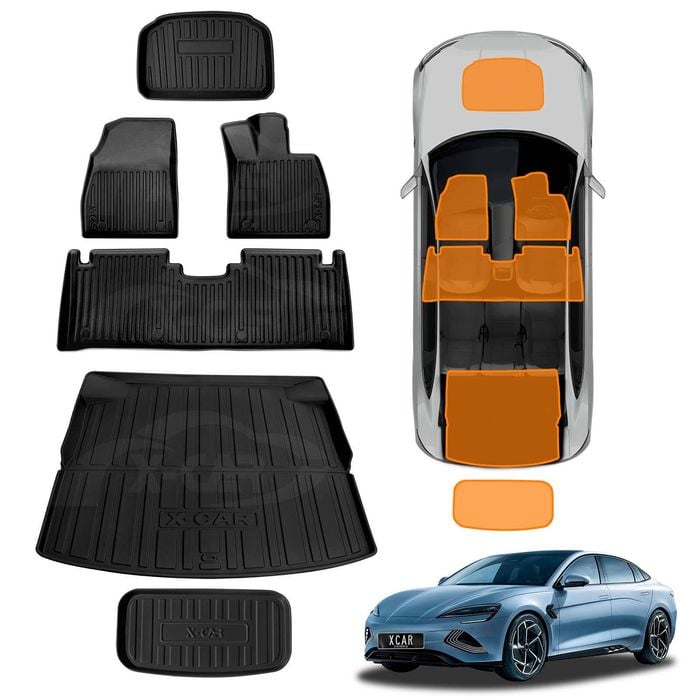 3D Floor Mats Boot Liner Set for BYD Seal 2023-Onwards All Weather Trunk Toolbox Cargo Cover