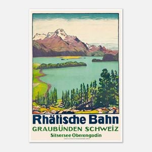 Galrie Rhaetian Railway Graubünden Switzerland Vintage Travel Poster Art Print Décor, Poster Only, 70 x 100cm (28 x 40inch)