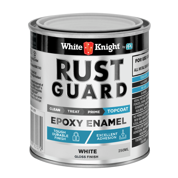White Knight Rust Guard Gloss White Epoxy Enamel Paint - 0.25L