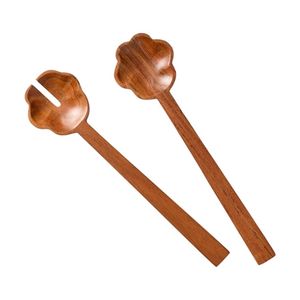 2pc Porto Cleo Salad Servers Acacia Wood Natural Kitchen 30.5x7.6x1.5cm