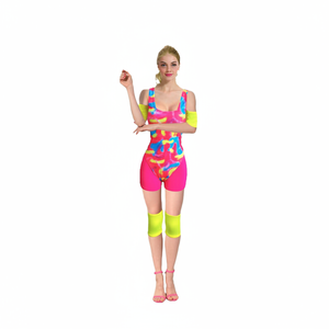 More Than Party Adult 80s Workout Costume Colourful Retro Design M/L