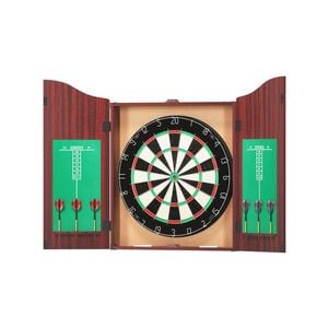 18" Dartboard Cabinet Set Professional Dartboard Wood Game Party Sport Competition