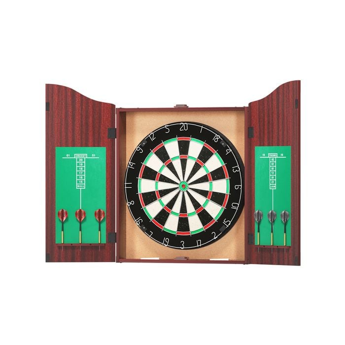 18" Dartboard Cabinet Set Professional Dartboard Wood Game Party Sport Competition