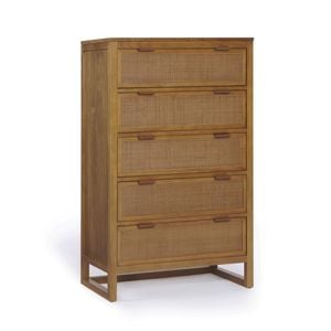 Teamson Home Hatteras Dresser with 5 Rattan Inlay Drawers, Natural