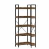 Advwin 5-Tier Corner Bookshelf L Shaped Bookcase Walnut
