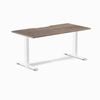 Desky Fixed Height Natural Walnut Scalloped Melamine Desk 150x75cm White Leg