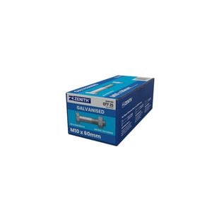 ZENITH M10 x 60mm Hot Dip Galvanised Hex Head Bolts and Nuts - 25 Pack
