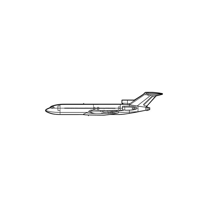 Ignite Laser Boeing 727 - Tri-Jet Narrow-Body Airliner Silhouette Metal Wall Art Coated Black 15.7 inch - 40 cm