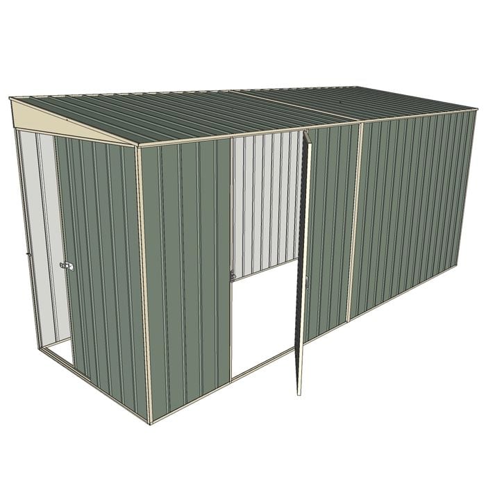 Build-a-Shed 1.5 x 4.5 x 2m Single Hinged Side Door Skillion Shed - Green