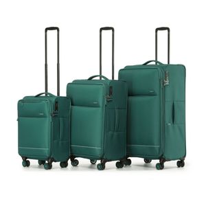 3pc Tosca So Lite Set Fabric Suitcases Spinner Wheels And Locks Emerald Green