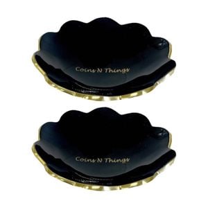 2PK SS Collective Coins N Things Scalloped Edge Trinket Bowl Black & Gold