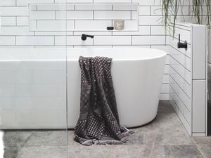 modern tiled bathroom with a bathroom tub