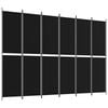 vidaXL 6-Panel Room Divider Black Fabric Privacy Screen Room Separator Folding