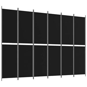 vidaXL 6-Panel Room Divider Black Fabric Privacy Screen Room Separator Folding