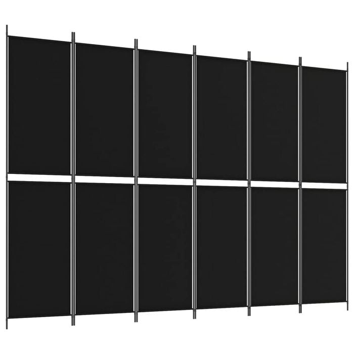 vidaXL 6-Panel Room Divider Black Fabric Privacy Screen Room Separator Folding