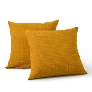 Dreamaker Ellis Seersucker European Pillowcase Mustard Twin Pack