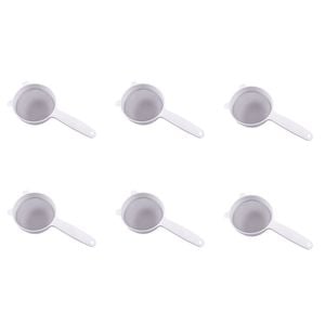 6PK Appetito Stainless Steel Mesh Plastic Strainer 12.5cm Dia. White