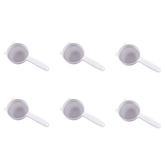6PK Appetito Stainless Steel Mesh Plastic Strainer 12.5cm Dia. White