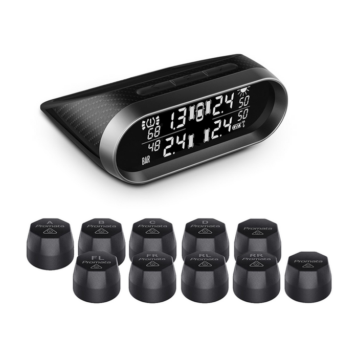 Promata Mata 2 Solar Tyre Pressure Monitor With Carbon Fiber Finish - 10 External Sensors