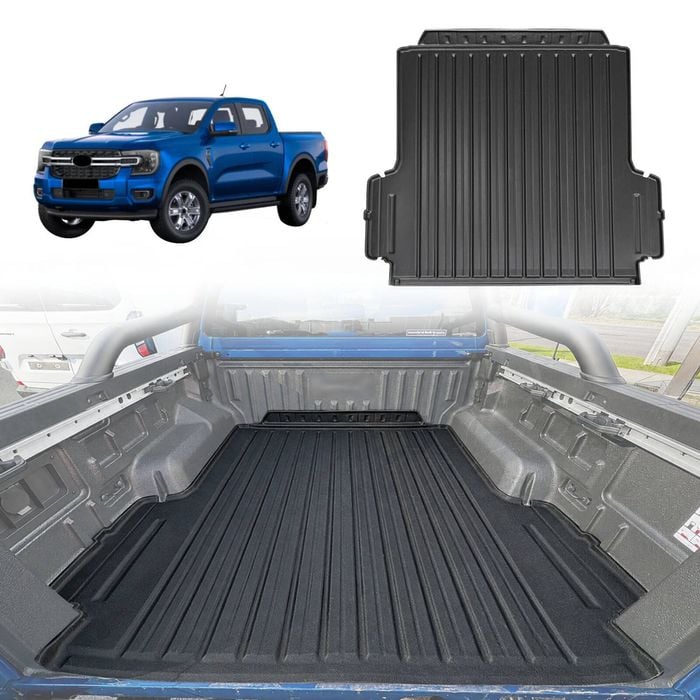AUSGO 3D TPE Ute Mat for Ford Ranger Dual Cab 2022-Onwards Fitted with Factory Plastic Tub Liner Tray Mat