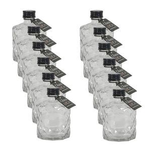 12PK Glass & Co Quilted Round Black Lid Bottle Storage Jar 210ml Clear
