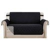 Smarcute 2 Seater Quilted Reversible Sofa Cover with Straps Black