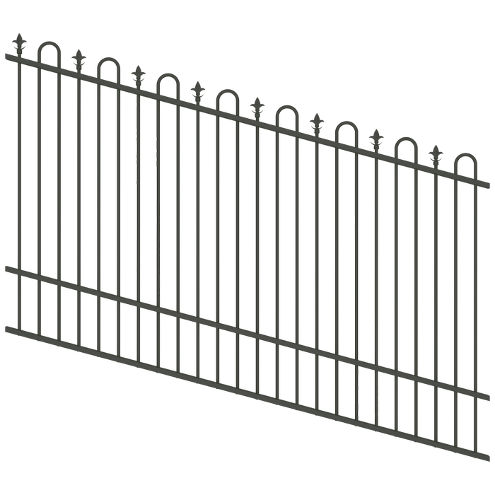 ProtectorAl 1201-2400W x 1500H Woodland Grey Loop & Spear Top Pool Fence Panel Raked Up to 15º