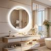 OAKORY 80cm Round LED Bathroom Mirror Backlit 3-Colour Dimmable Anti-Fog Touch Control
