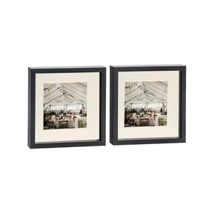 Nicola Spring 10" x 10" Black 3D Box Photo Frames - 6" x 6" Mount - Pack of 2