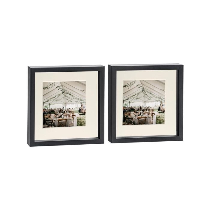 Nicola Spring 10" x 10" Black 3D Box Photo Frames - 6" x 6" Mount - Pack of 2