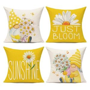 Catzon 4 Pcs Linen Throw Pillow Covers Watercolor Flower for Bed Sofa Decor 50X50cm