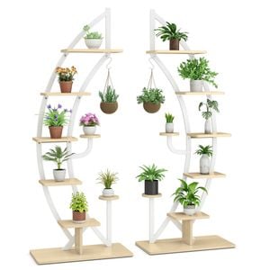 Costway 2pcs 6-tier Metal Display Shelf Bookshelf Storage Units - White