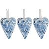 3x Ceramic Hanging 6x8cm Gift Tag Heart Indigo For You Ornament w/ Hanger Decor