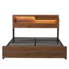 Artiss King Bed Frame Metal with Charging Station LED Light Storage Shelf