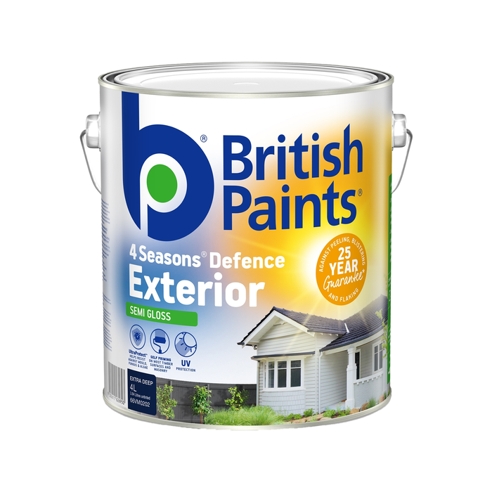 British Paints 4L Extra Deep Semi Gloss 4 Seasons Exterior Paint - 4L