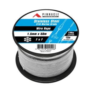 Pinnacle 1.5mm x 50m 316 Stainless Steel Wire Rope