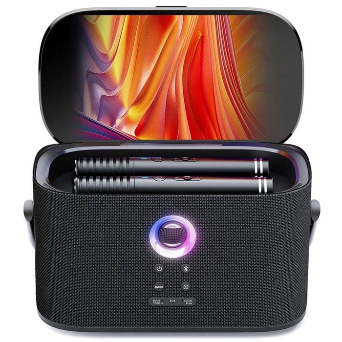 Ikarao Shell S2 Portable 140W Karaoke Machine Speaker with 8” TouchScreen Display Android Tablet,2 self charging Wireless Mics