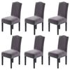 Smarcute Stretch Velvet Dining Chair Covers Set of 6 Furniture Protector Grey
