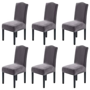 Smarcute Stretch Velvet Dining Chair Covers Set of 6 Furniture Protector Grey