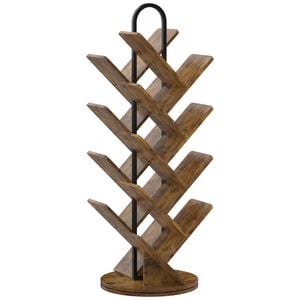 Advwin 16-Tier Rotating Tree Bookshelf Narrow Bookcase Book Organizer Shelves Corner Bookcase Walnut