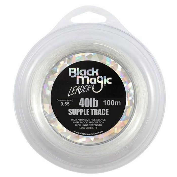 Black magic supple trace monofilament fishing leader 40lb