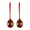 Anygleam Brown Red 2pcs Wooden Ramen Spoon Long Kitchen Tableware