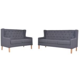 vidaXL Sofa Set 2 Piece Fabric Grey Couch Lounge Seat Living Room Furniture